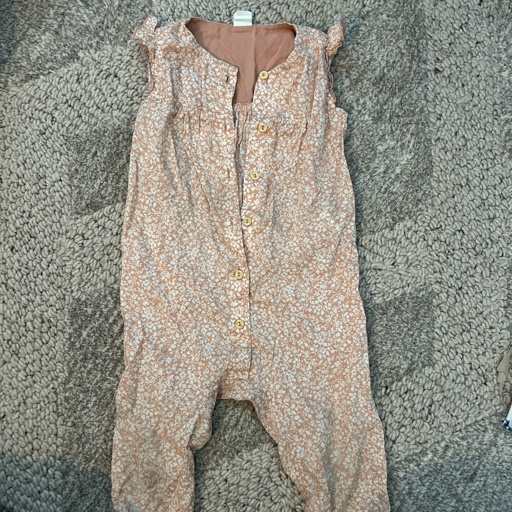 H&M Organic Cotton Floral Romper - Pink and Cream